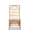 Bali & Pari 19" Upholstered And Rattan Rose Modern Bohemian Dining Chair In White,natural Brown