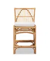 Bali & Pari 20" Upholstered And Rattan Rose Modern Bohemian Counter Stool In White,natural Brown