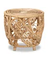Bali & Pari 20.5" Finished Rattan Saranna Modern Bohemian End Table In Natural Brown