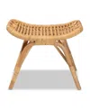Bali & Pari Bernardo Modern Bohemian Natural Brown Rattan Ottoman In Natural Brown