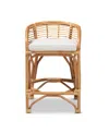 Bali & Pari Bohemian White Fabric Upholstered And Natural Brown Rattan Counter Stool In White,natural Brown
