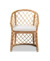 Bali & Pari 23.2" Upholstered And Natural Rattan Orchard Modern Bohemian Dining Chair In White,natural Brown