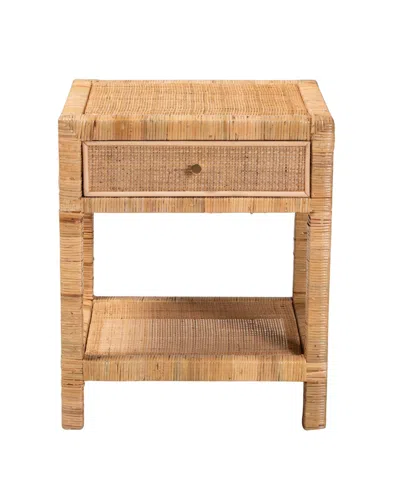Bali & Pari Adelia 24.4" Rattan 1-drawer Nightstand In Brown