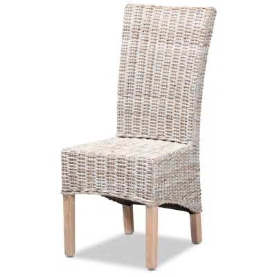 Bali & Pari Baxton Studio Trianna Whitewashed Rattan Wood Dining Chair