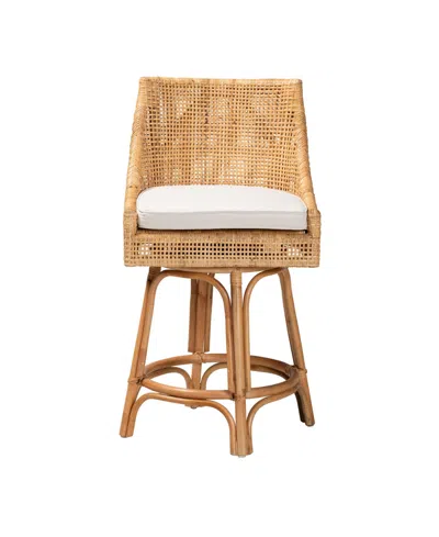 Bali & Pari Bella 39.4" Wood Modern Bohemian Counter Stool In Brown