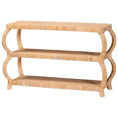 Bali & Pari Dalida Bohemian Natural Rattan 3-tier Console Table