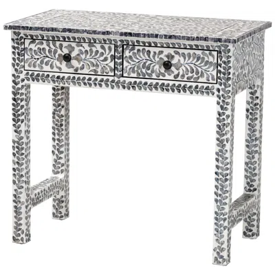 Bali & Pari Diata Black And White Mother Of Pearl Capiz Shell Console T In Gray