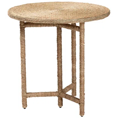 Bali & Pari Fumito Handwoven Seagrass End Table - Round Side Table In Brown