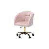 Bali & Pari Glam And Luxe Blush Pink Velvet Fabric And Gold Metal Swivel Office Chair
