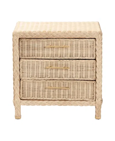 Bali & Pari Lanica 24" Rattan 3-drawer Nightstand In Brown