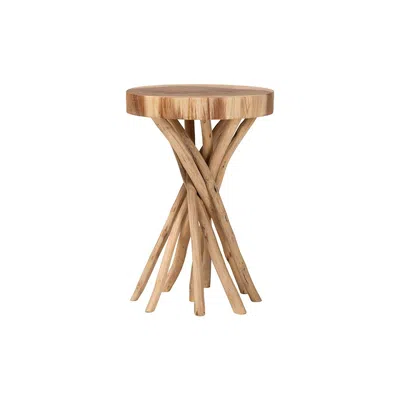 Bali & Pari Liberte Natural Teak Wood End Table In Blue