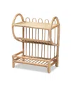 Bali & Pari Liora Modern Bohemian Finished Rattan 3-tier Display Shelf In Natural Brown