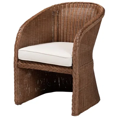 Bali & Pari Memphis Bohemian Peanut Brown Braided Rattan Arm Chair