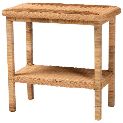 Bali & Pari Minahasa Bohemian Light Honey Braided Rattan Side Table