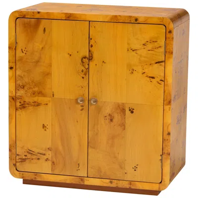 Bali & Pari Netra Modern Natural Real Burl Wood Storage Cabinet