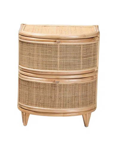 Bali & Pari Oleta 24" Rattan 2-drawer Nightstand In Brown