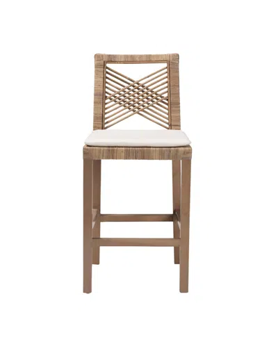 Bali & Pari Poltak 38.2" Mahogany Wood Modern Bohemian Counter Stool In Brown