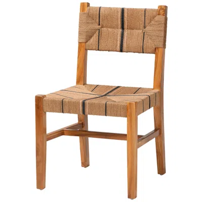 Bali & Pari Prita Paper Loom And Natural Mahogany Wood Dining Chair