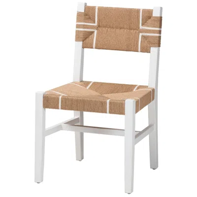 Bali & Pari Talli Paper Loom And White Mahogany Wood Dining Chair In Brown