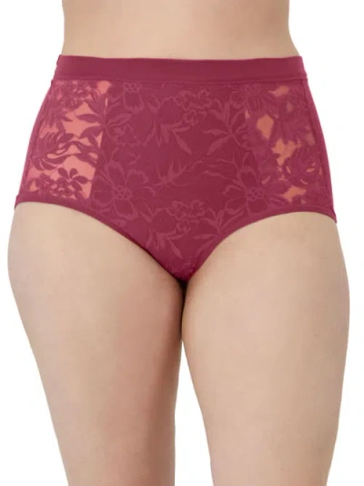 Bali Breathe Lace High-waist Brief In Deep Cerise