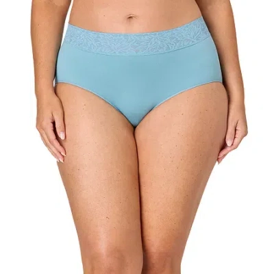 Bali Comfort Revloution Modern Seamless Lace Trim Brief Panty Dfmlbf In Blue