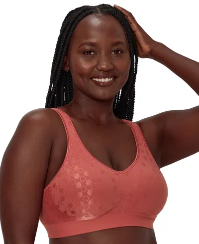 Bali Comfort Revolution Comfortflex Fit Seamless Shaping Wireless Bra 3488 In Tea Berry Dot