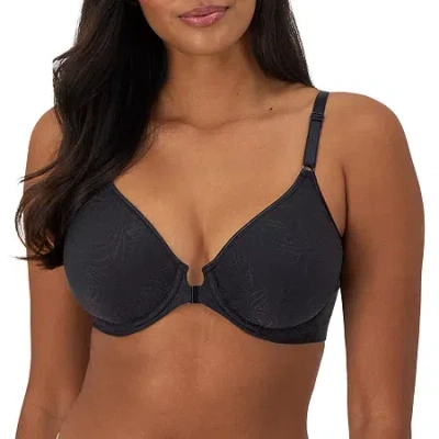 Bali Comfort Revolution Front Close Shaping T-shirt Underwire Full Coverage Bra 3p66 In Black