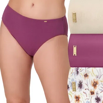 Bali Cotton 3-pack Pack High-cut Panties Underwear Dfleh3 In Purple