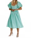 Bali Elf Cherie Puff Sleeve Midi Dress In Tosca In Green