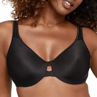 Bali Lilyette Into Comfort Keyhole Full Coverage Plunge Underwire Minimizer Bra 0904 In Black