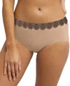 Bali One Smooth U All-over Smoothing Hi Cut Brief Underwear 2362 In Nude,black Lace