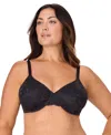 Bali Plus Size Breathe Medium Underwire Full Coverage T-shirt Bra In Black