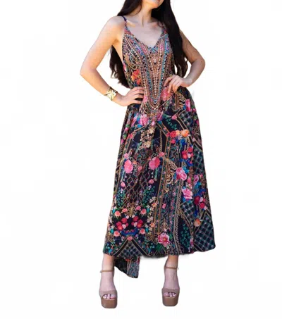 Bali Queen Bombay Tank Maxi Dress In Midnight Garden In Multi