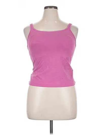 Pre-owned Bali Tank Top Pink Solid Pattern Open Neckline Tops