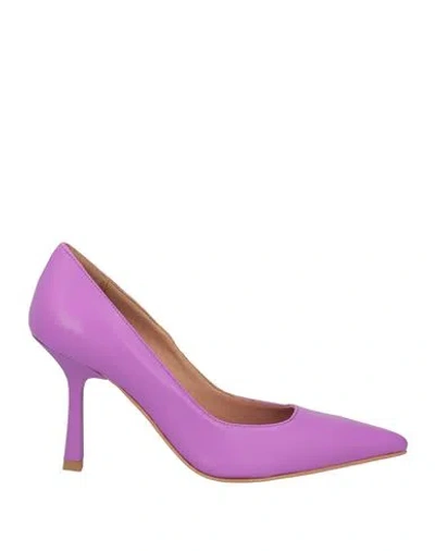Bali Ē Woman Pumps Purple Size 8 Leather
