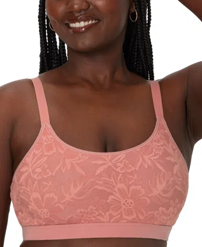 Bali Women's Breathe Lace-overlay Bralette Dfcmbr In Misted Rose