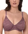 Bali Women's Breathe Lace Underwire Bra Df7590 In Currant Purple