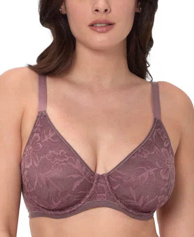 Bali Women's Breathe Lace Underwire Bra Df7590 In Currant Purple