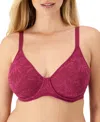 Bali Women's Breathe Lace Underwire Bra Df7590 In Deep Cerise
