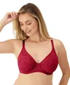 Bali Women's Breathe Lace Underwire Bra Df7590 In Red