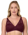 Bali Breathe Cotton Modal Wireless T-shirt Bra Df7594 In Burgundy