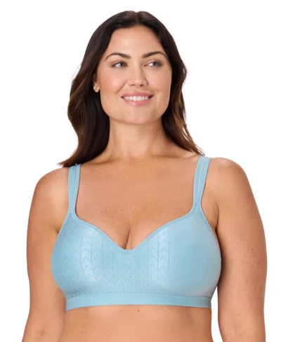 Bali Women's Comfort Revolution Shaping Wireless Smoothing Bra 3463 In Blue
