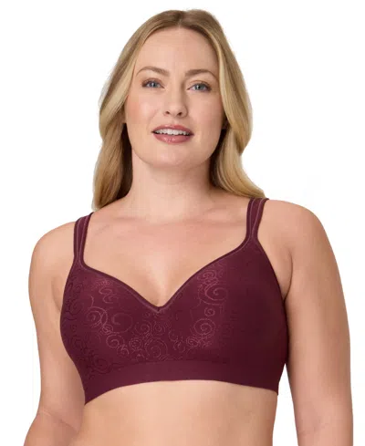 Bali Women's Comfort Revolution Shaping Wireless Smoothing Bra 3463 In Purple
