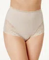 Bali Women's Firm Tummy-control Lace Trim Microfiber Brief Underwear 2 Pack X054 In Silver