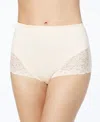 Bali Women's Firm Tummy-control Lace Trim Microfiber Brief Underwear 2 Pack X054 In Neutral