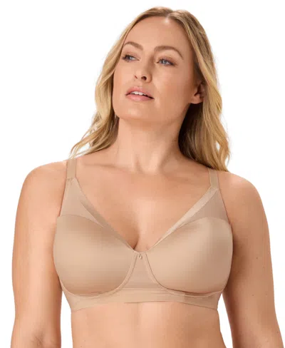 Bali Women's Flawless Fit Wireless Moisture-wicking Foam Cups Convertible T-shirt Bra, Df1971 In Brown