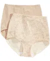 Bali Women's Light Tummy-control Cotton 2-pack Brief Underwear X037 In Neutral