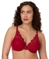 Bali Women's One Smooth U Comfort Stretch Lace Uw Df0084 In Red