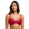 Bali Women's One Smooth U Lace Minimizer Bra Df3386 In Red