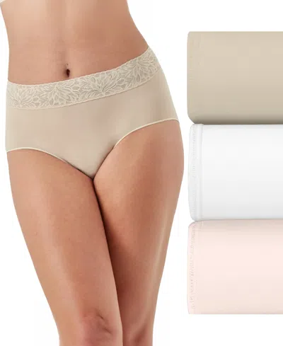 Bali Women's Seamless Lace-trim Brief Panties, 3-pack, Dfmlb3